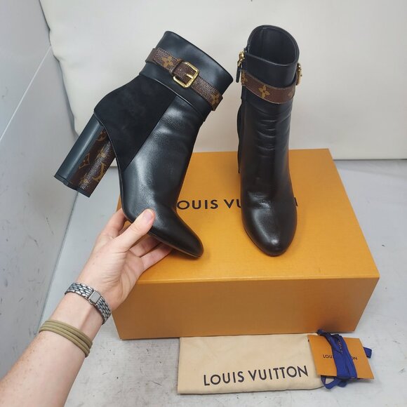 Louis Vuitton Silhouette LV Monogram Ankle Black Boot - Picture 1 of 13